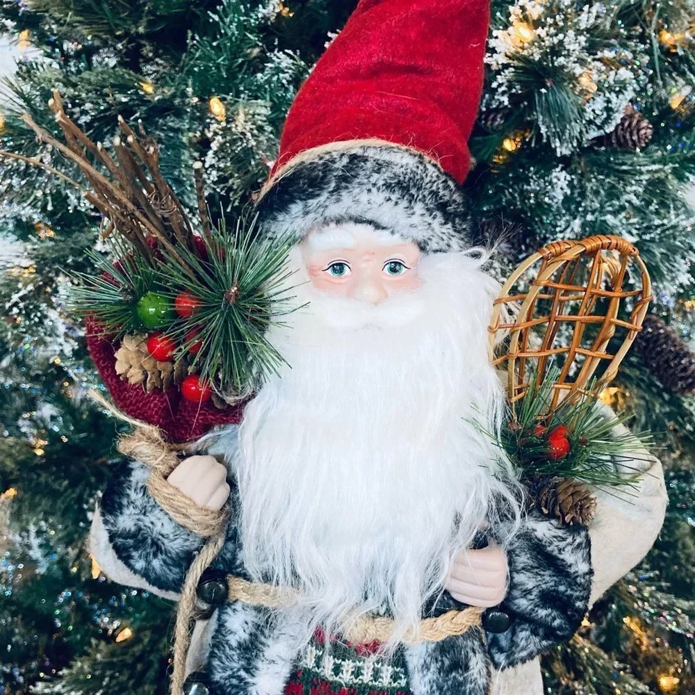NWT Rustic Forest Christmas Winter Santa Figurine Statue Decor